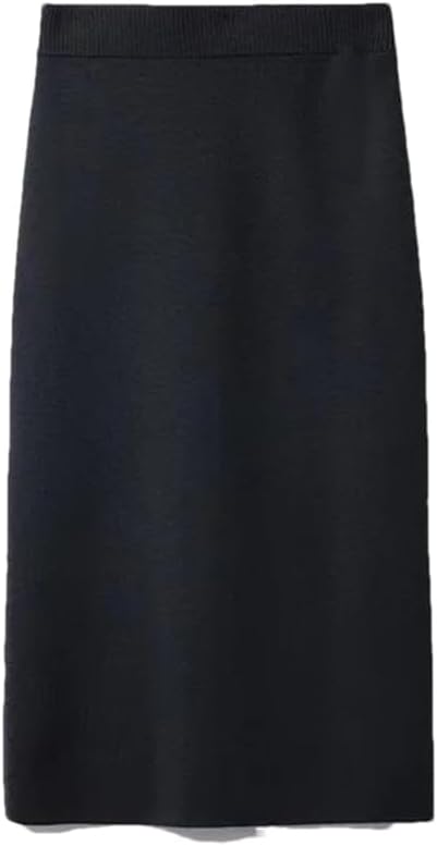 Women Half Skirt Straight Tube Wrap Hip Skirt French Mid-Length Knitted Half Skirt