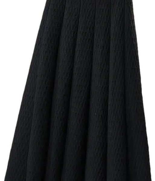 Women Solid Color Mid Length Knitted Half Length Skirt Winter High Waist Slim Knit Pleated Skirt