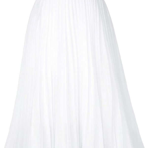 Women High Elastic Waist Pleated Chiffon Skirt Midi Swing A-line Skirts