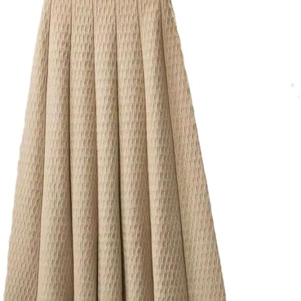 Women Solid Color Mid Length Knitted Half Length Skirt Winter High Waist Slim Knit Pleated Skirt