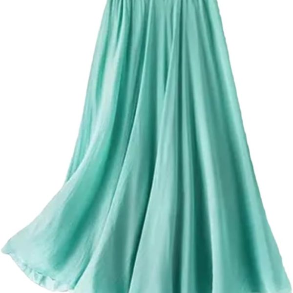 Women silk three-layer skirt, solid color, fairy-like full skirt