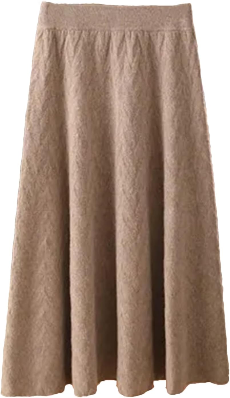 Winter Cashmere Skirt Women Wool Skirt Casual Knitted Half Skirt Warm Women Long Skirt