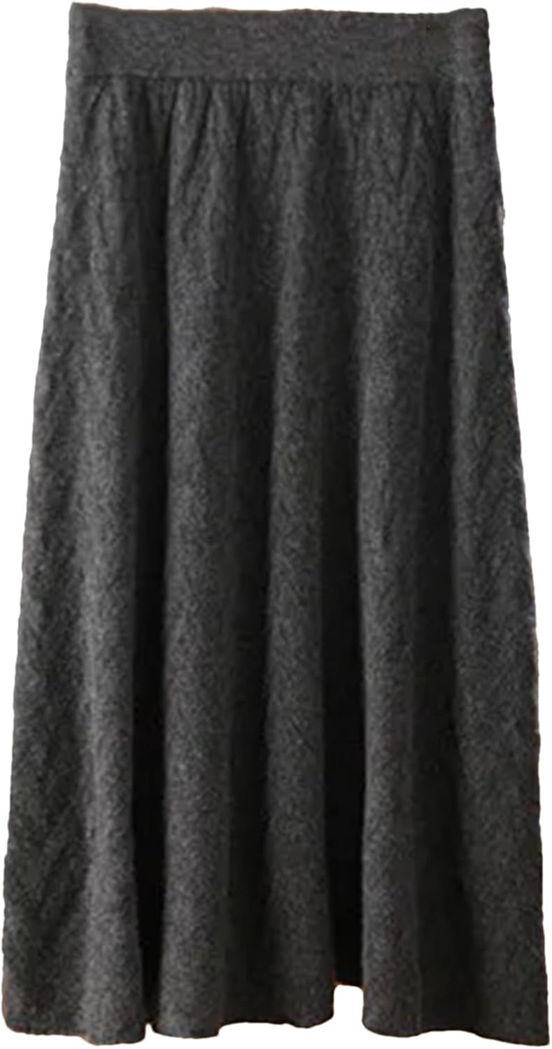 Winter Cashmere Skirt Women Wool Skirt Casual Knitted Half Skirt Warm Women Long Skirt